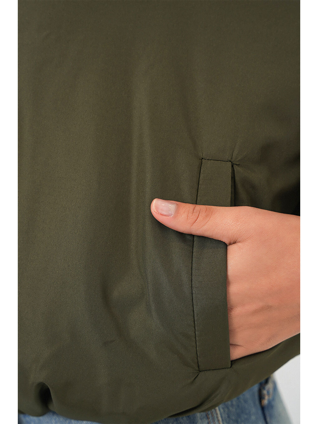 Kadın Oversize Bomber Şişme Mont 5124 - Haki-5