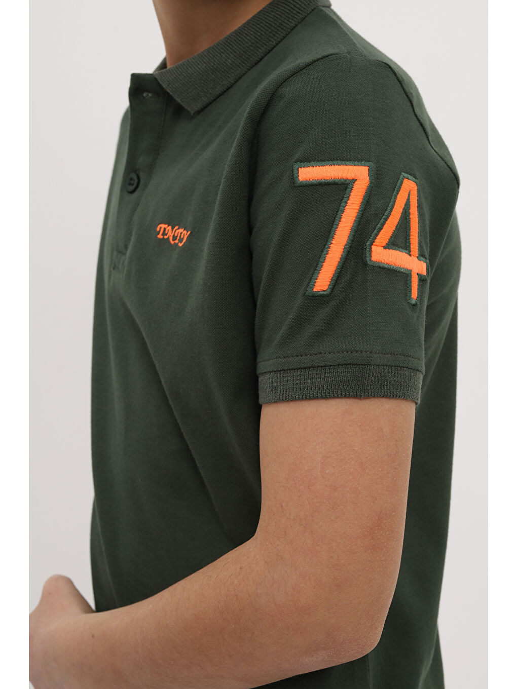 Haki Erkek Çocuk Nakışlı Tişört-3