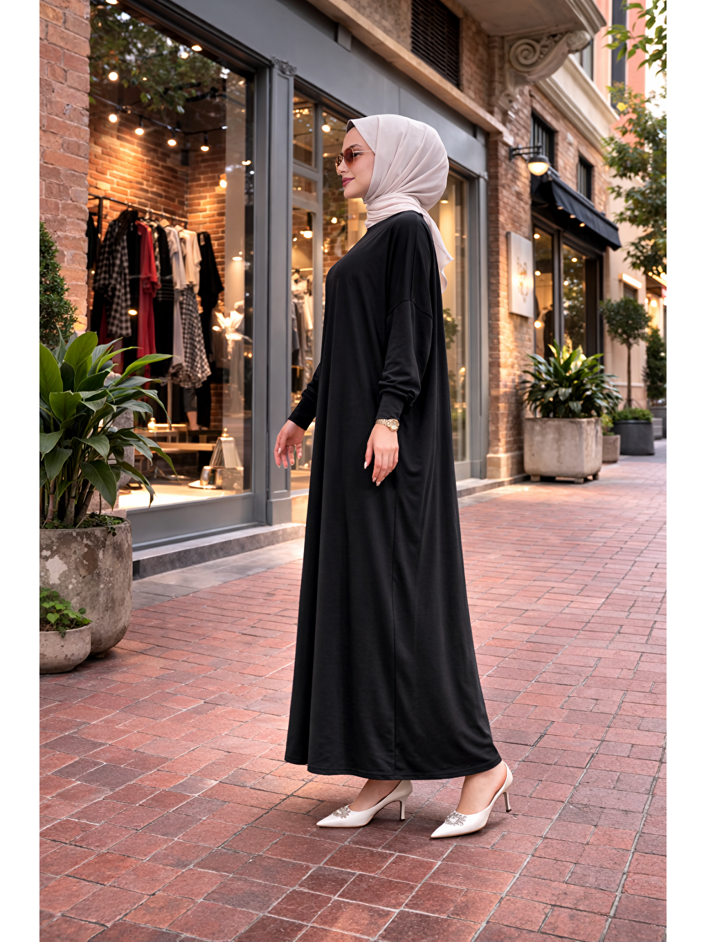 Kadın Premium Comfort Uzun Siyah Namaz Elbisesi-2