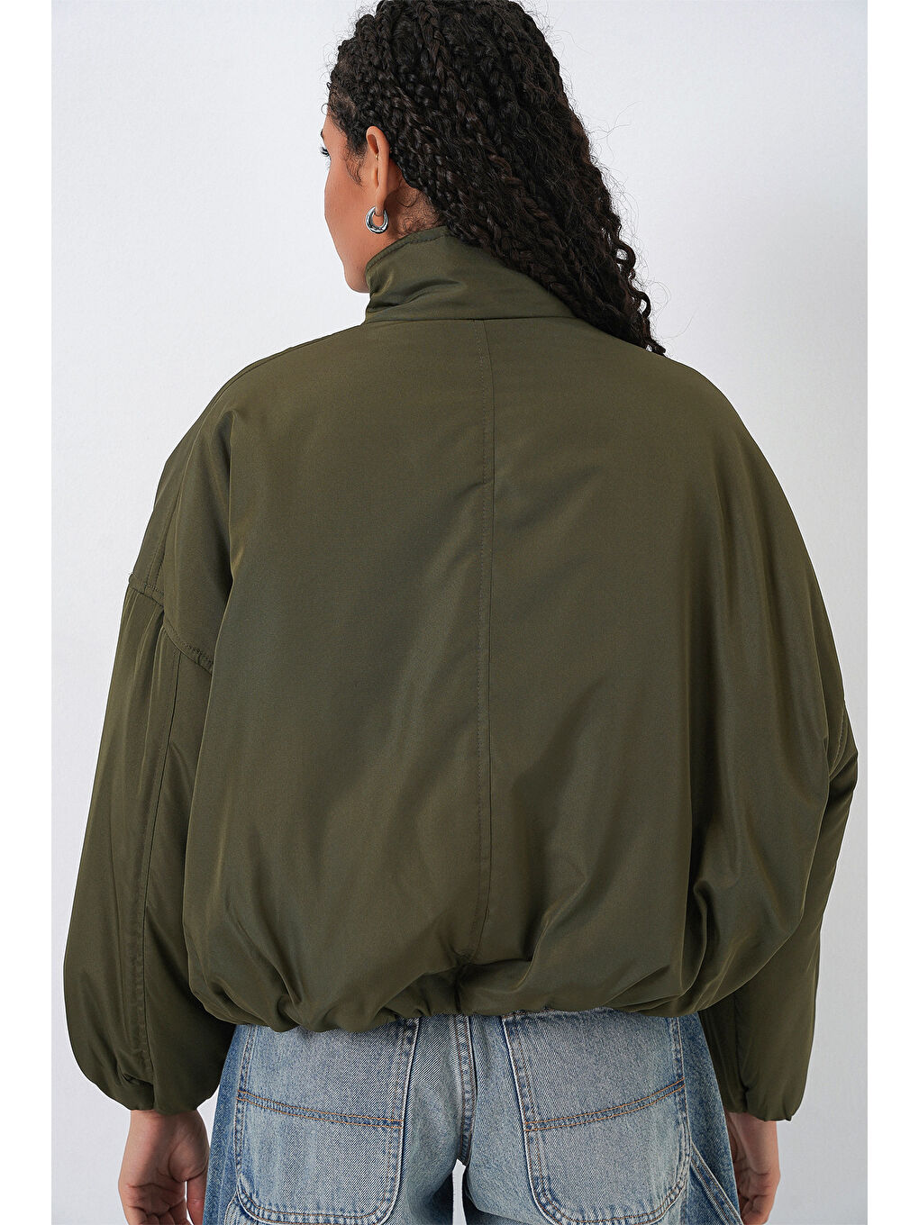 Kadın Oversize Bomber Şişme Mont 5124 - Haki-6