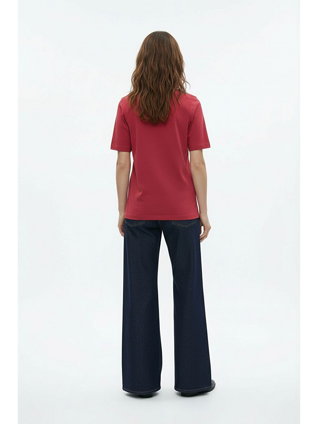 Bordo-Bisiklet Yaka Modal T-Shirt-3