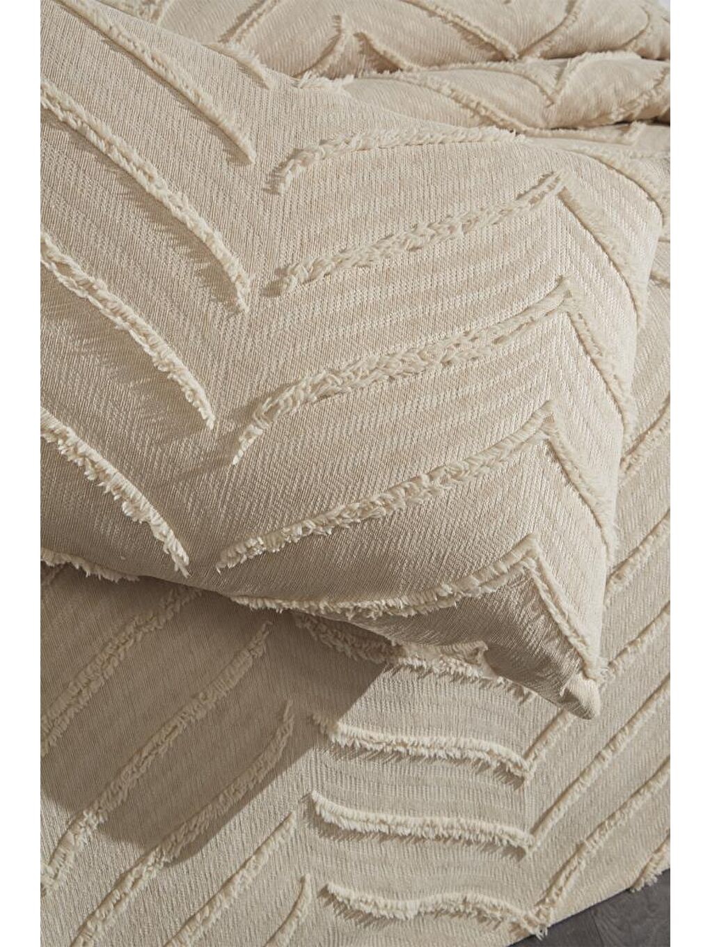 Sementina 3 Parça Çift Kişilik Pike Takımı Bej-3