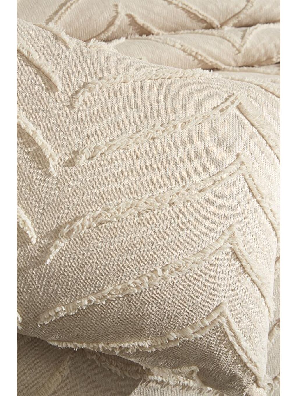 Sementina 3 Parça Çift Kişilik Pike Takımı Bej-4