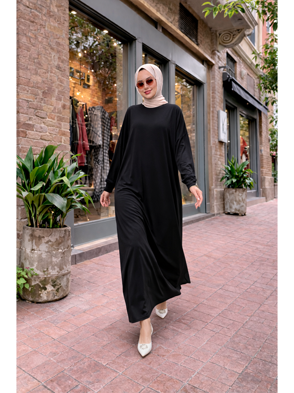 Kadın Premium Comfort Uzun Siyah Namaz Elbisesi-3