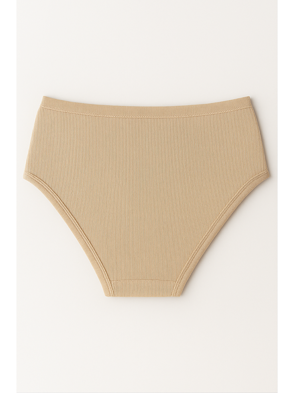 Bej Kadın Yüksek Bel Pamuklu Ribana Slip Külot 3'Lü Paket – Esnek & Rahat | Ten K0305-2