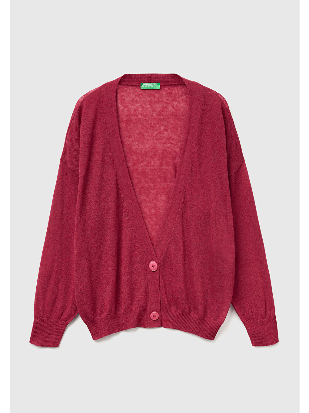 Kadın Fuşya Alpaka ve Yün Karışımlı Ribana Detaylı Düğmeli Hırka