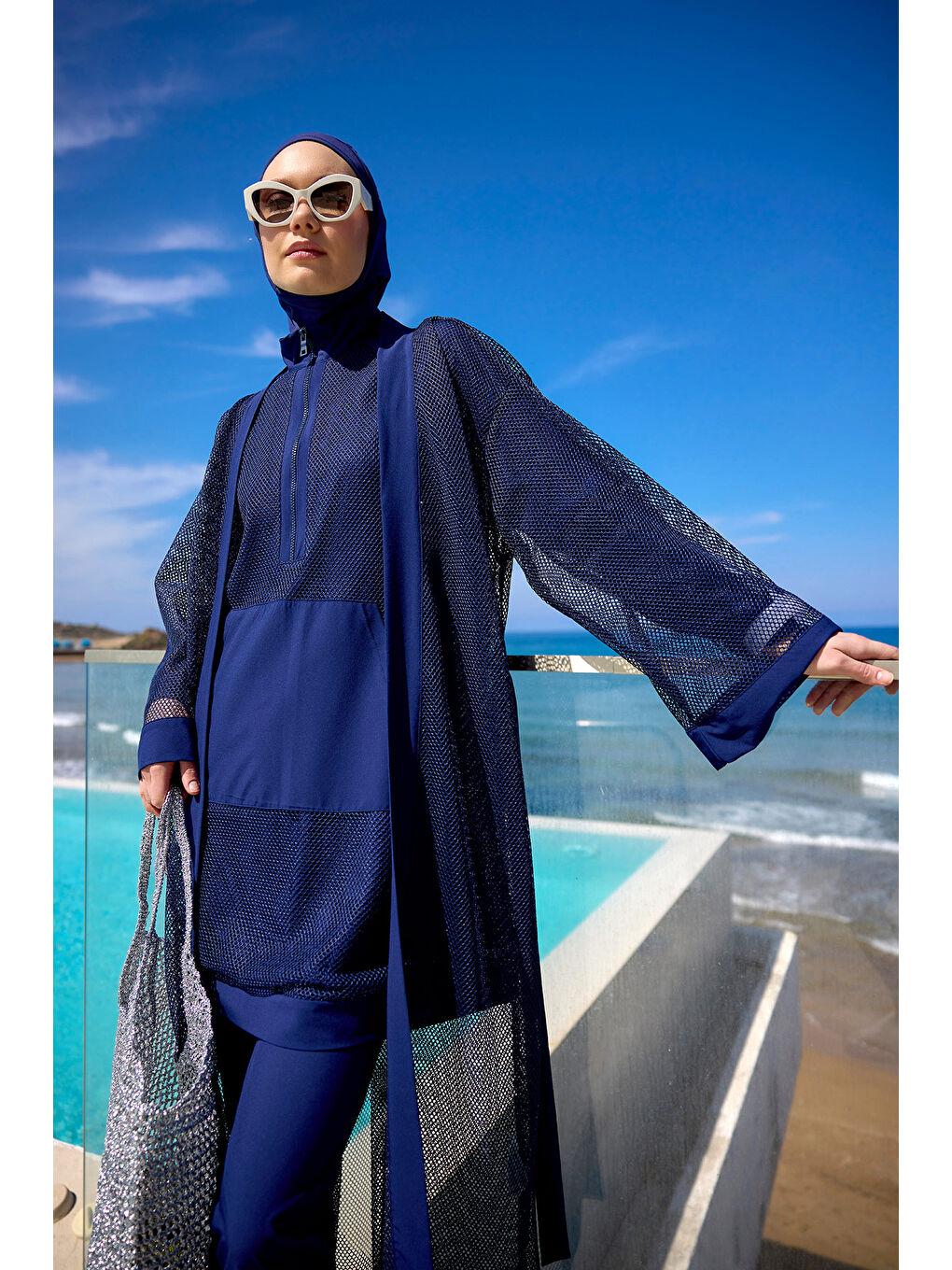 Lacivert Pareo Kaftan P2501-2