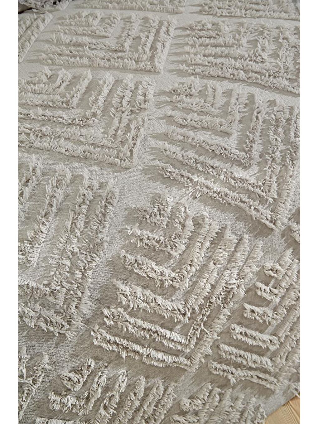 Pine 3 Parça Çift Kişilik Pike Takımı Gri-2