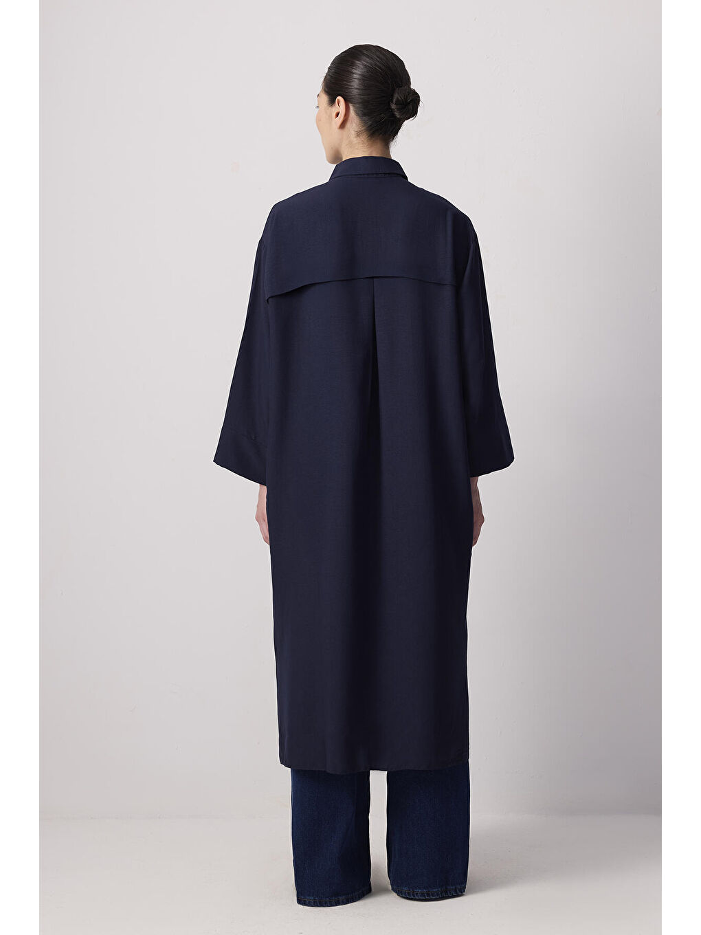 Lacivert Özel Dokulu Maxı Tunik-3