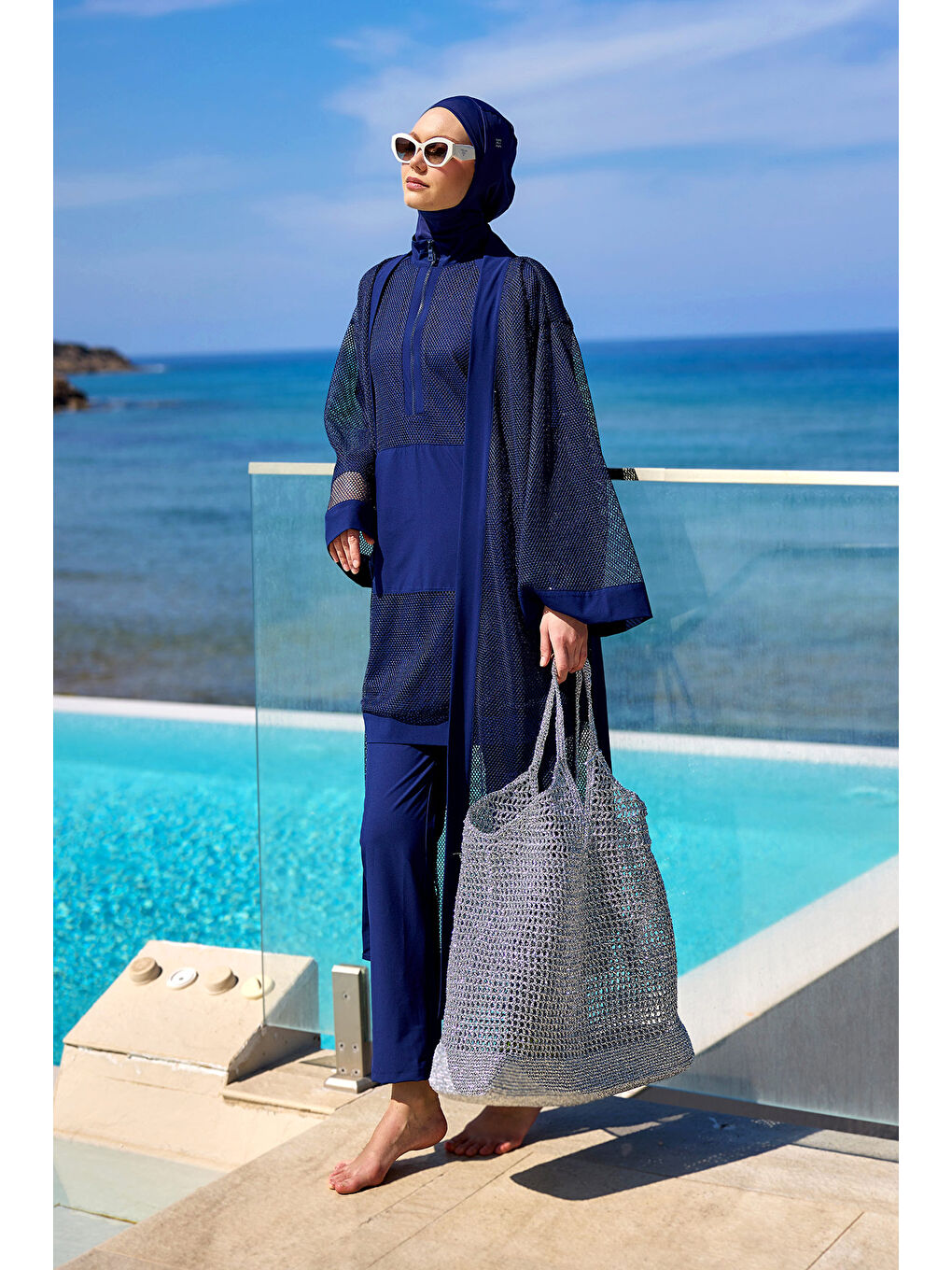 Lacivert Pareo Kaftan P2501-2-3