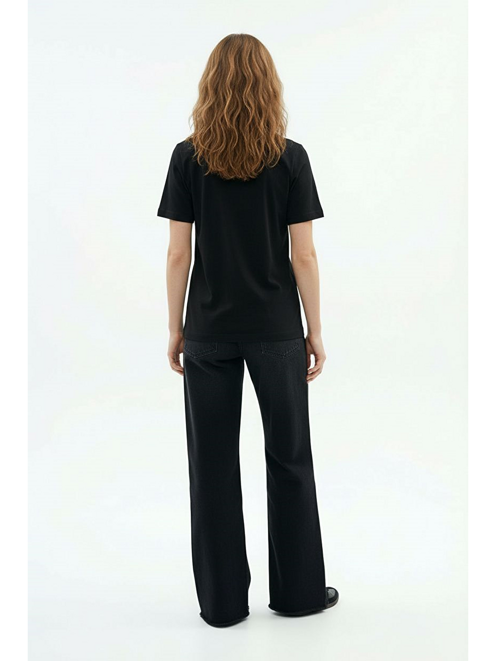 Siyah-Bisiklet Yaka Modal T-Shirt-2