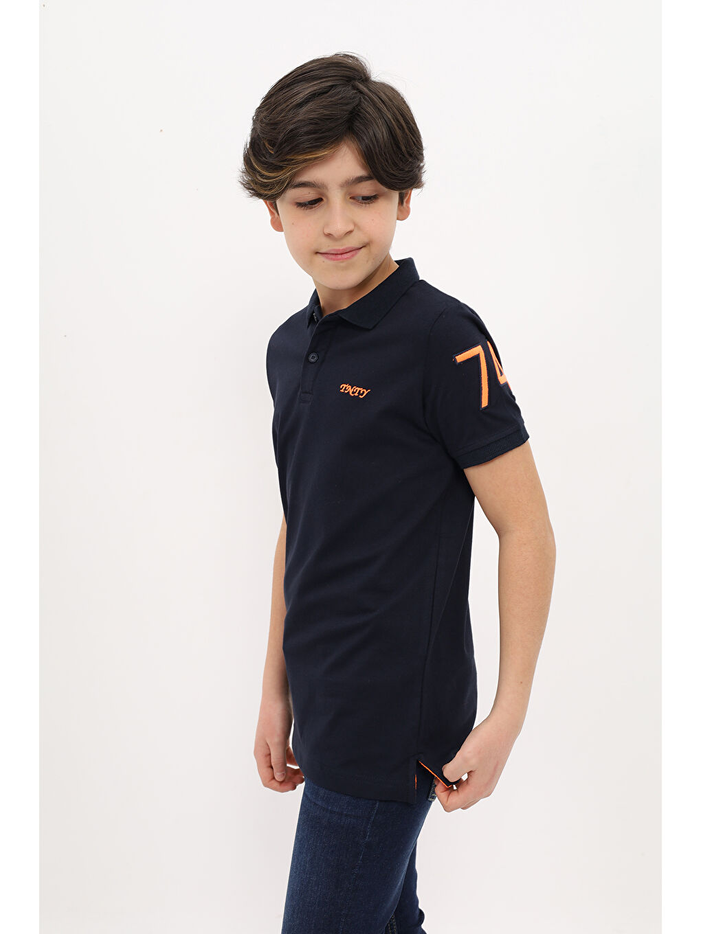 Lacivert Erkek Çocuk Nakışlı Tişört-1