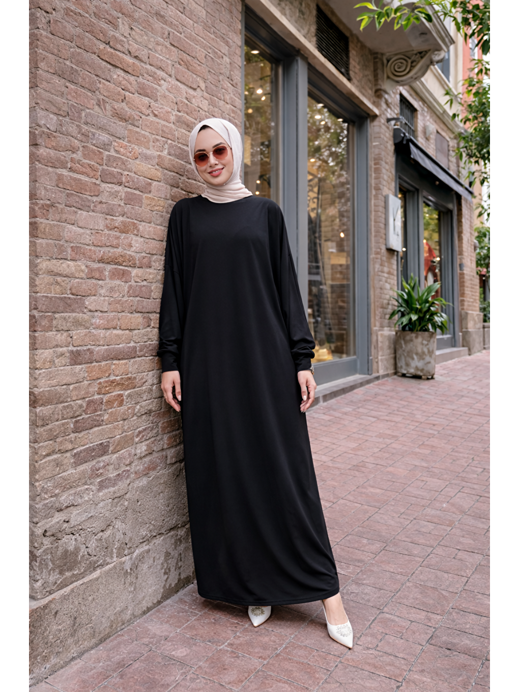 Kadın Premium Comfort Uzun Siyah Namaz Elbisesi-5