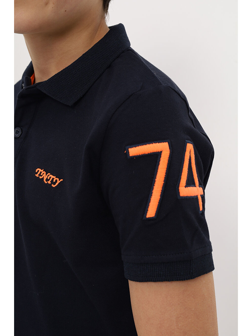 Lacivert Erkek Çocuk Nakışlı Tişört-3