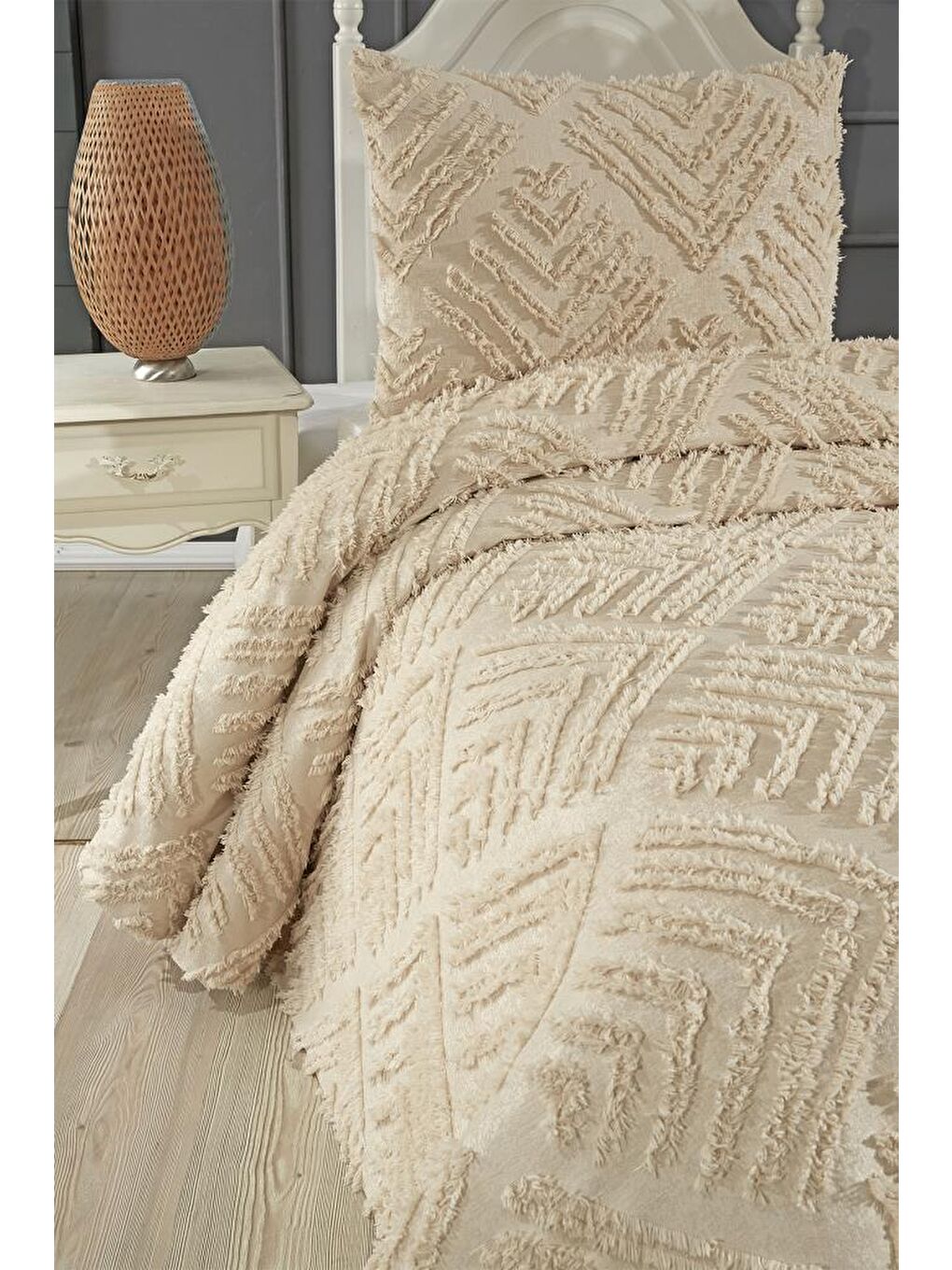 Pine 2 Parça Tek Kişilik Pike Takımı Bej-2