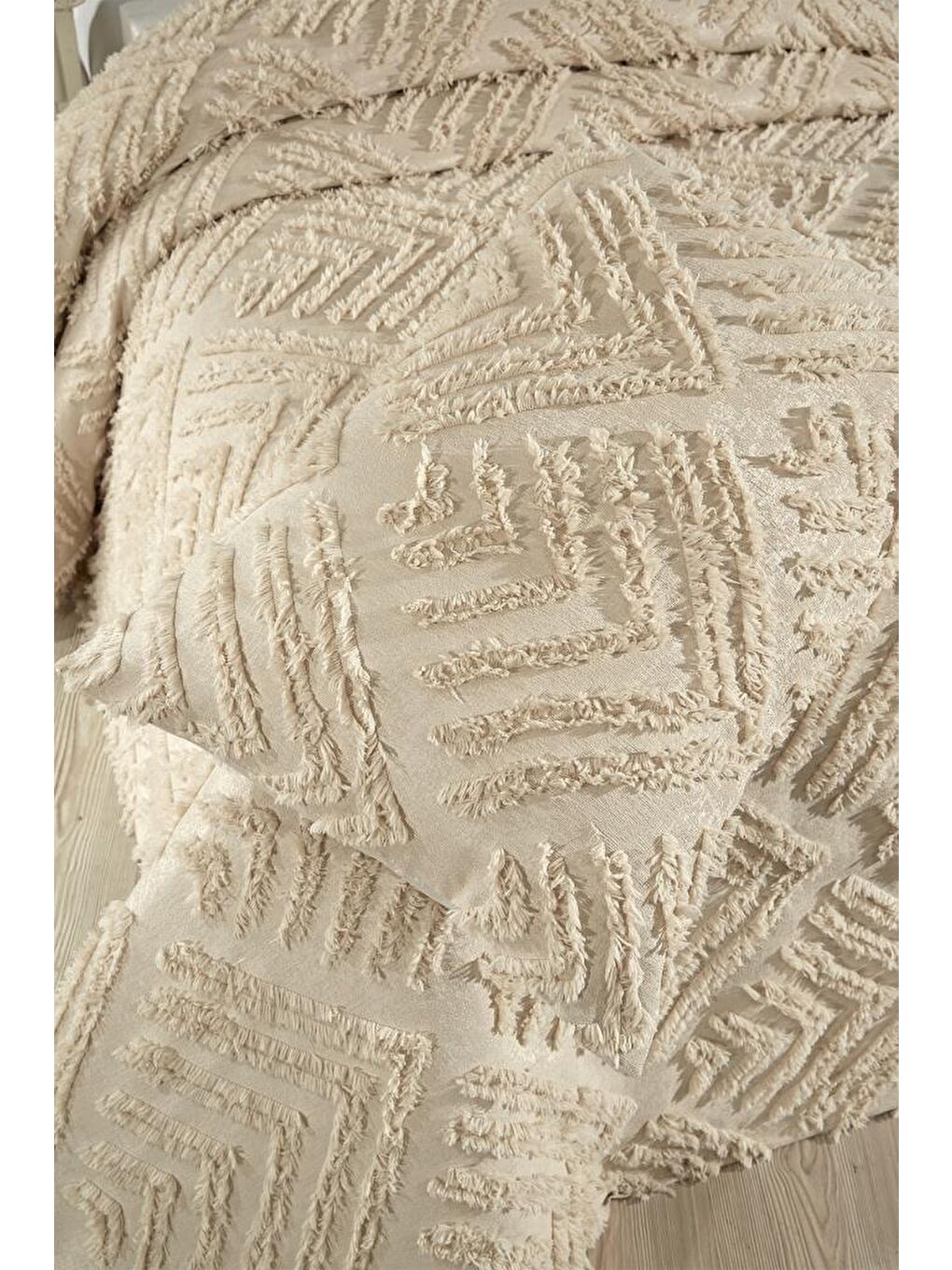 Pine 2 Parça Tek Kişilik Pike Takımı Bej-4