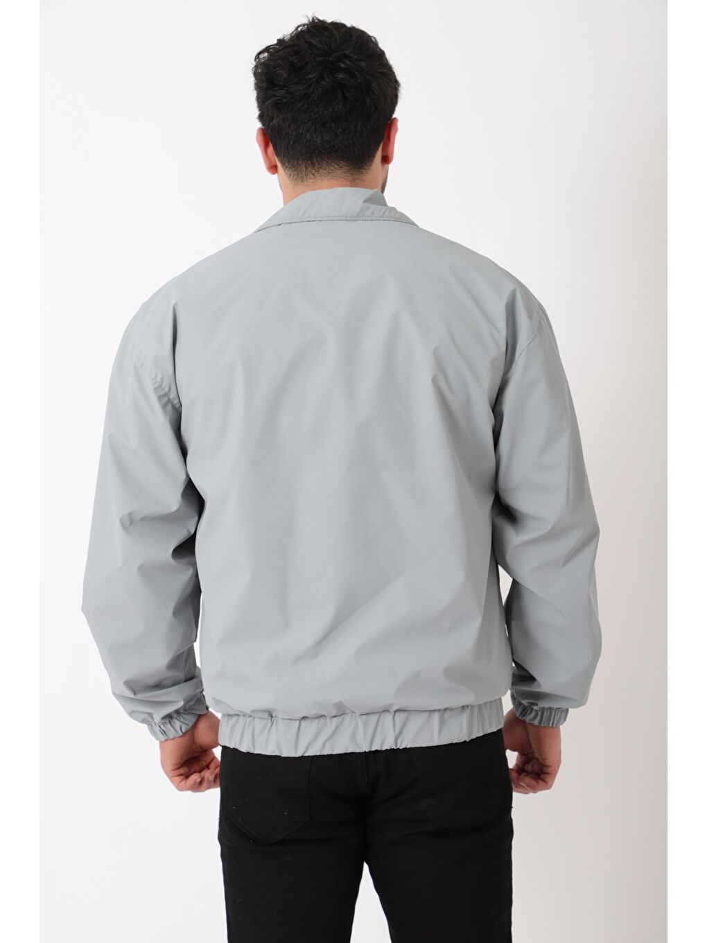 Gri Cep Kapaklı Demir Fermuarlı Dik Yaka Nova Mevsimlik Mont BL 1810_60328-4