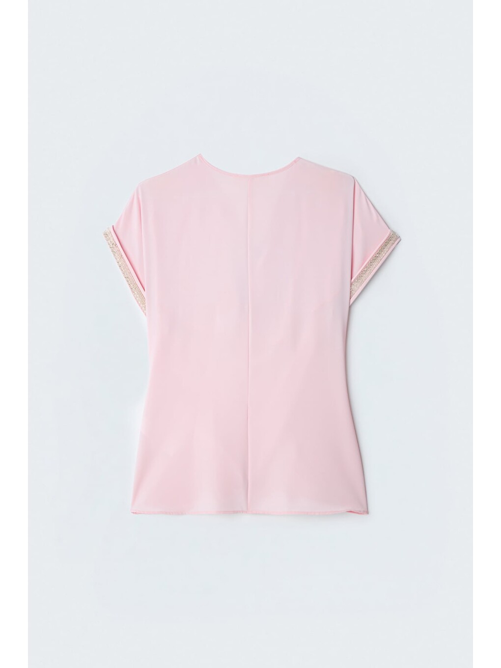 Kollar Taş Detaylı Salaş Bluz - Pembe-2