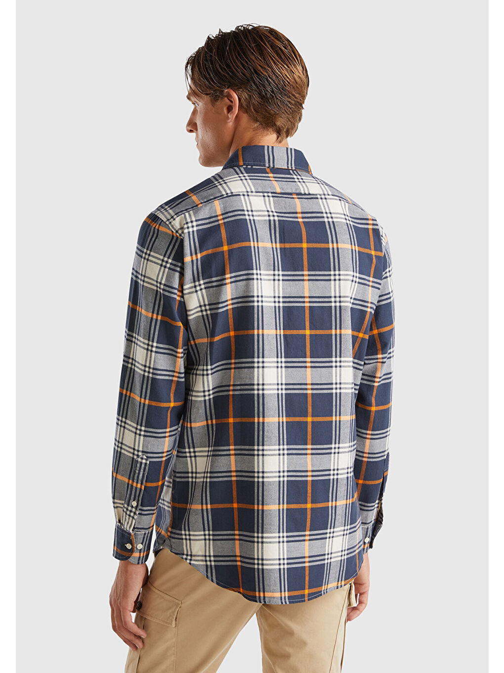 Erkek Kahverengi Mix %100 Pamuk Regular Fit Flanel Desen Uzun Kollu Gömlek-1