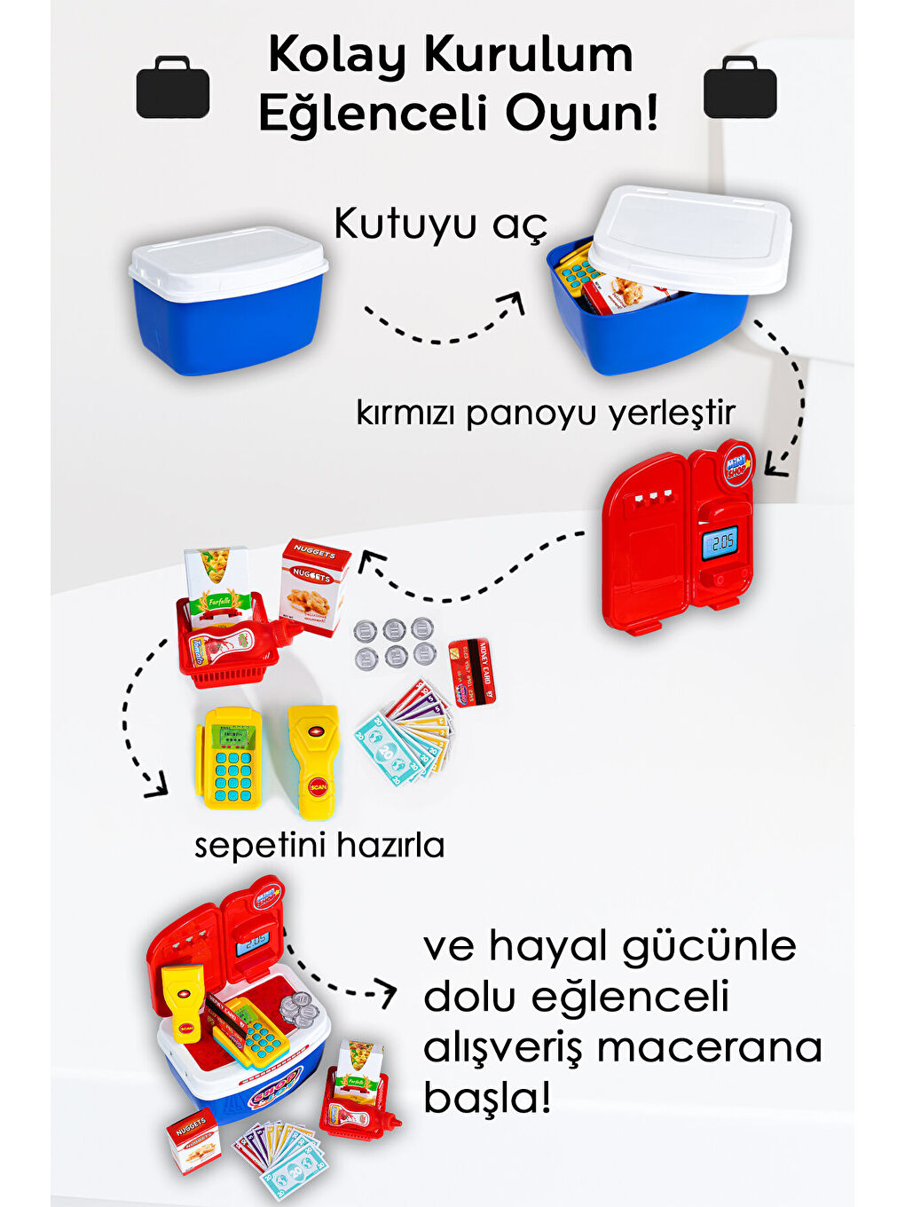 26 Parça Oyuncak Market Seti - Taşıma Çantalı Aksesuarlı Yazar Kasa Eğitici Oyuncak Seti-2