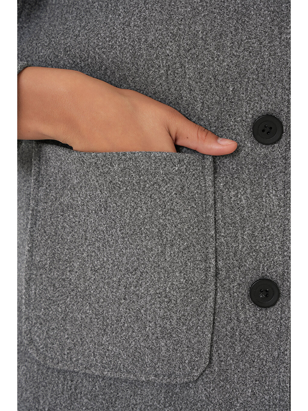 0713 Kadın Kaşe Ceket - Gri-5