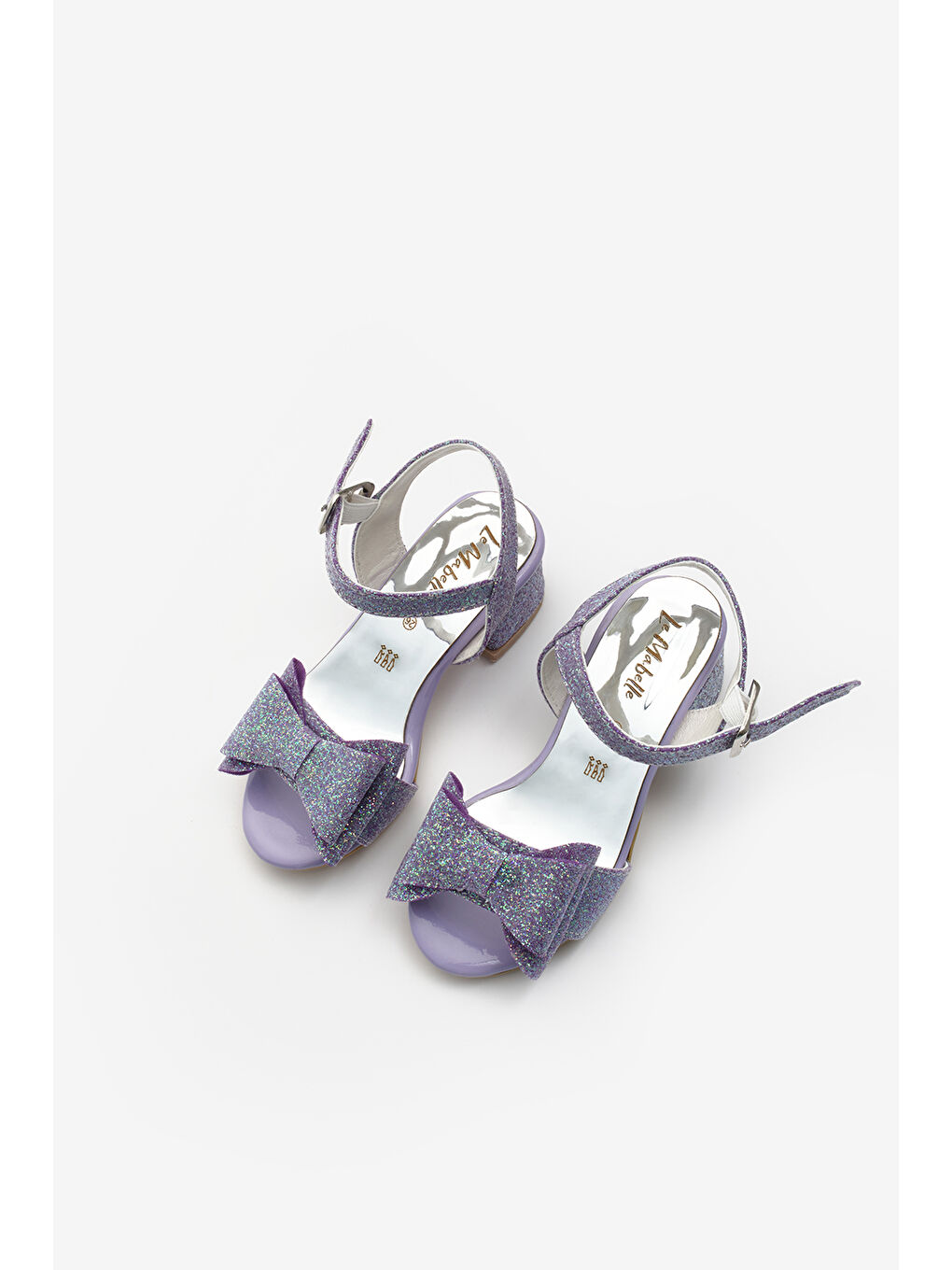 Lila Bilekten Bağlamalı Fiyonklu Kız Çocuk Topuklu Ayakkabı-1