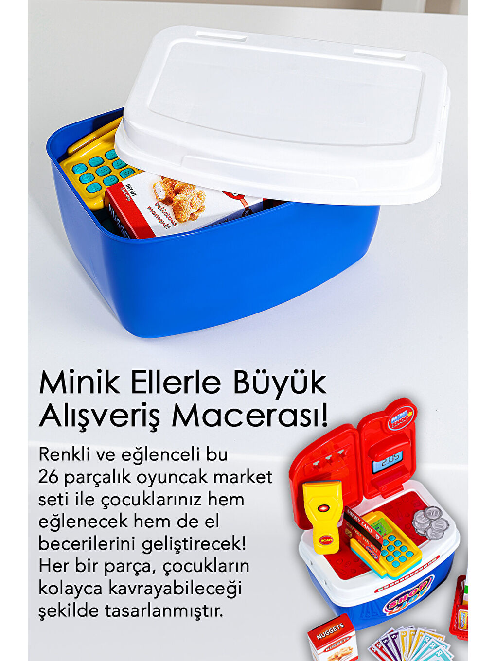 26 Parça Oyuncak Market Seti - Taşıma Çantalı Aksesuarlı Yazar Kasa Eğitici Oyuncak Seti-3