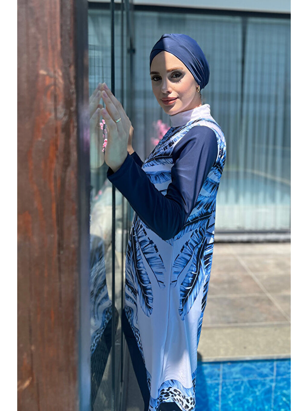 Tasarım Tam Kapalı Tesettür Mayo 900-301 Maldiv Mavi-1