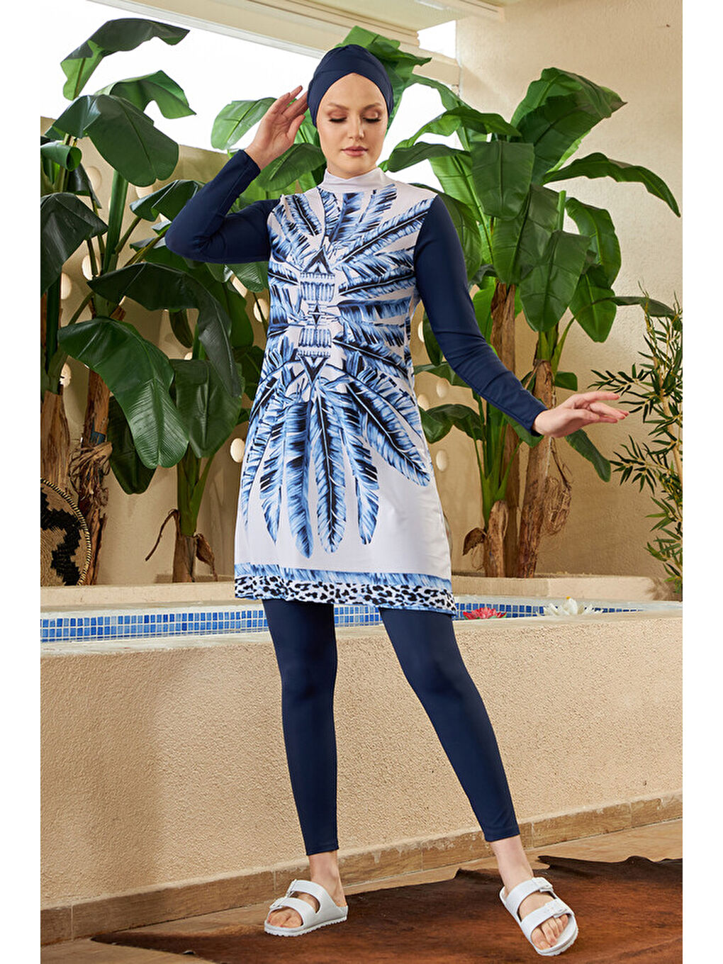 Tasarım Tam Kapalı Tesettür Mayo 900-301 Maldiv Mavi-2