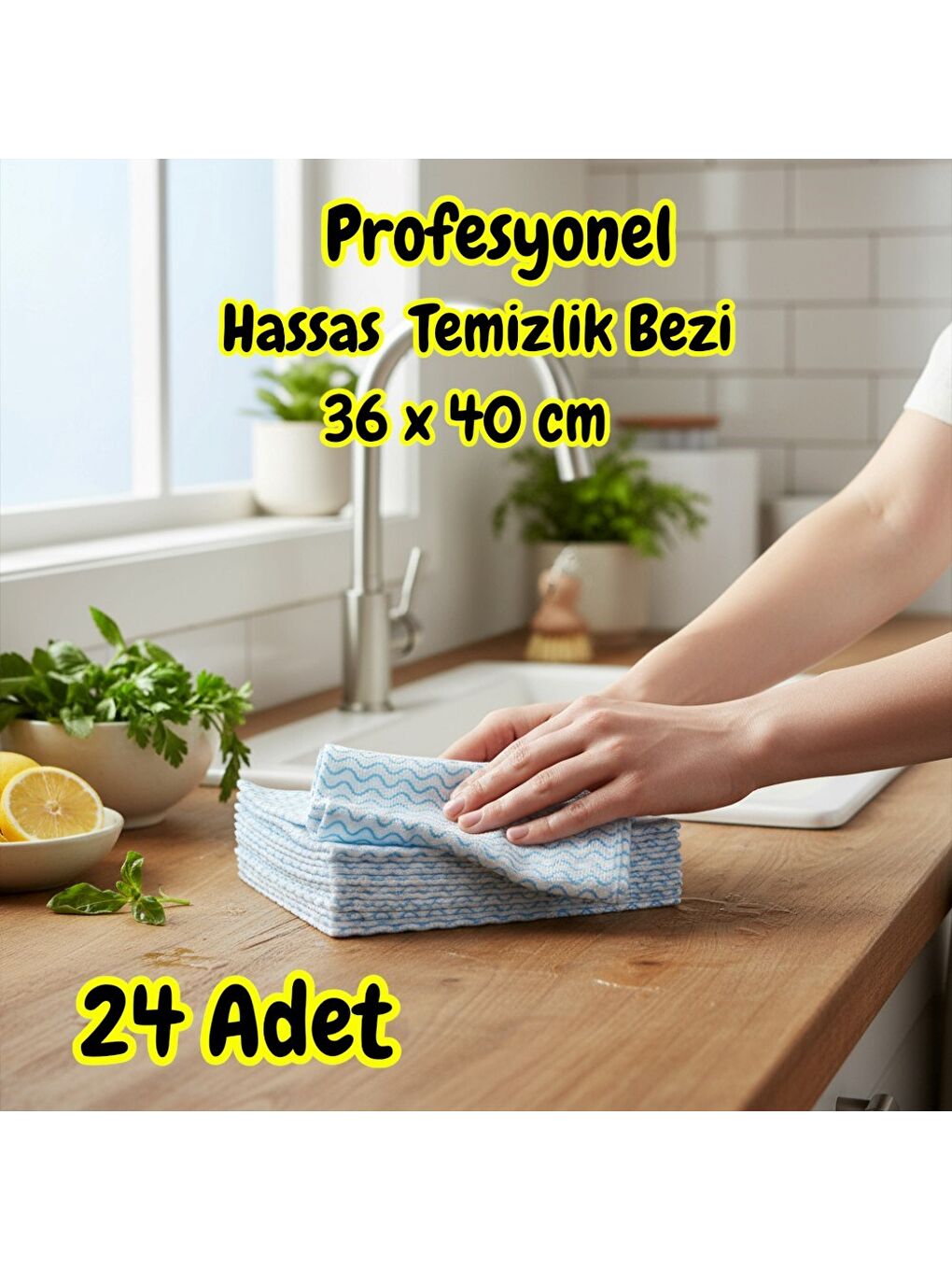 Mavi Softtex Profesyonel Süper Emici Hassas Büyük Boy 36x40cm Temizlik Bezi 24'lü-1
