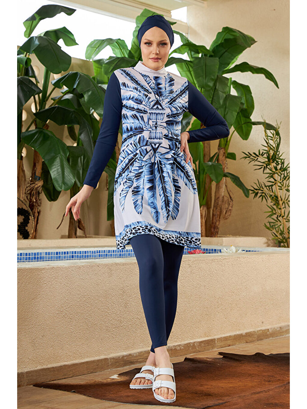 Tasarım Tam Kapalı Tesettür Mayo 900-301 Maldiv Mavi-3