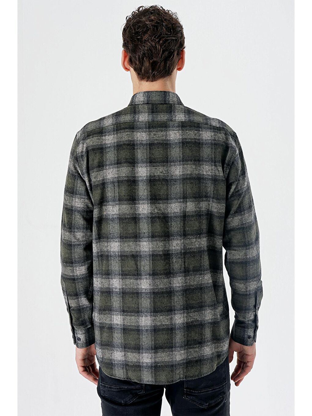 Mavi Uzun Kollu Ekoseli Bez Ayağı Düğmeli Yaka Cepli Pamuklu Comfort Fit Gömlek 1004235173-4