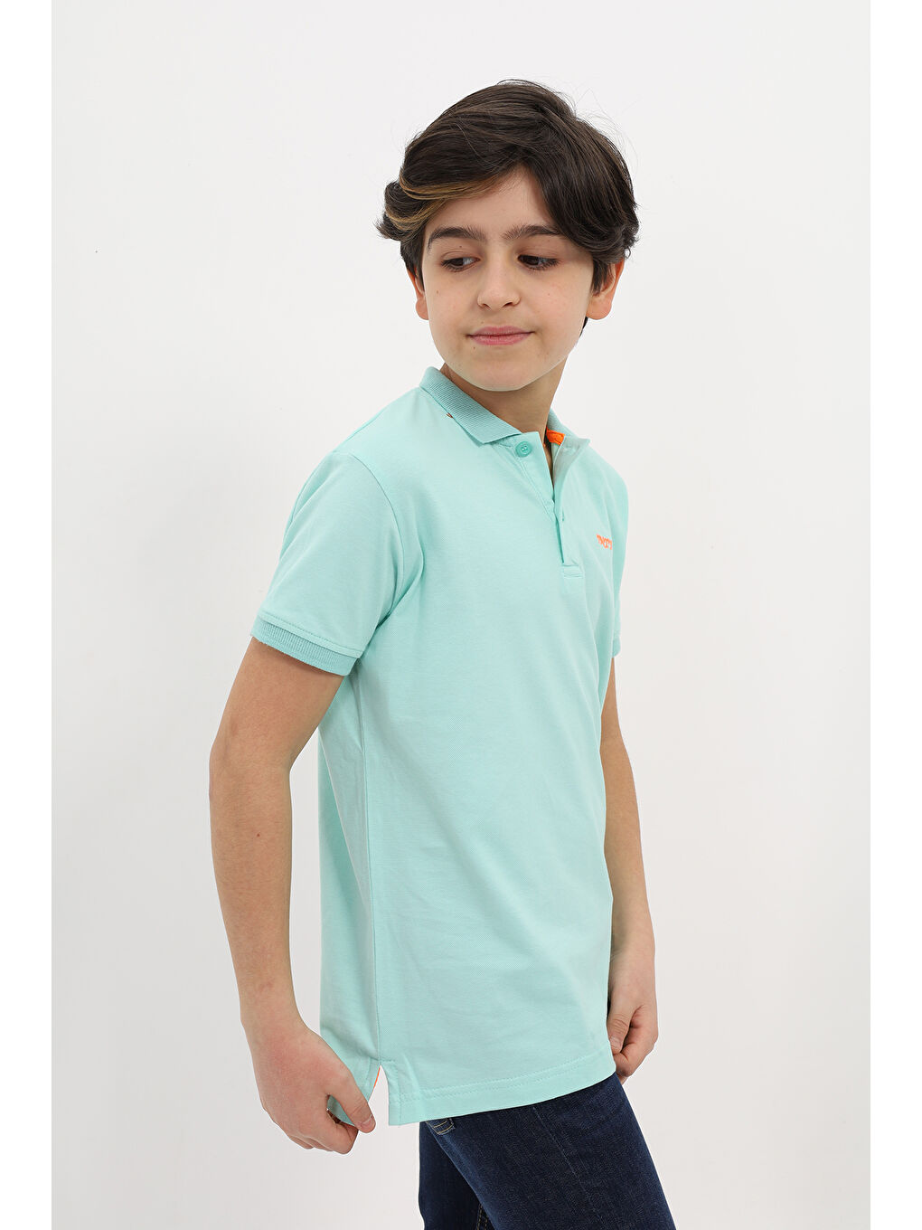 Turkuaz Erkek Çocuk Nakışlı Tişört-2