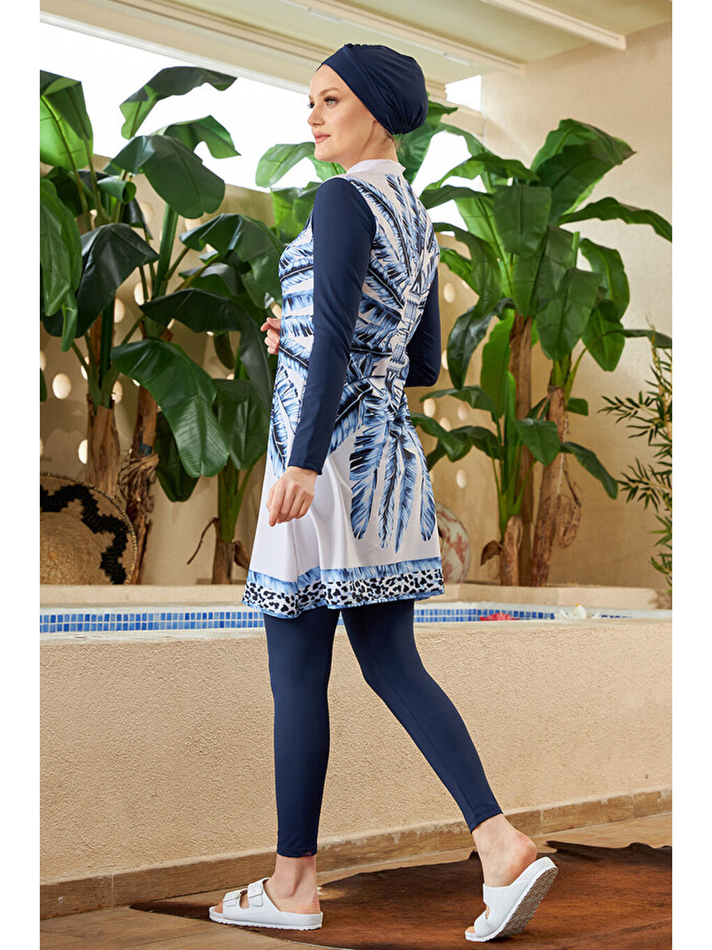 Tasarım Tam Kapalı Tesettür Mayo 900-301 Maldiv Mavi-4