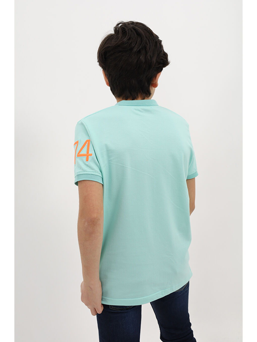 Turkuaz Erkek Çocuk Nakışlı Tişört-3