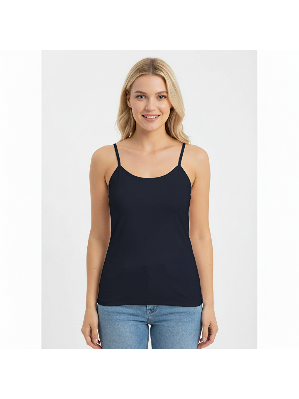 Lacivert Kadın Kendinden Askılı Basic Atlet Bb2129