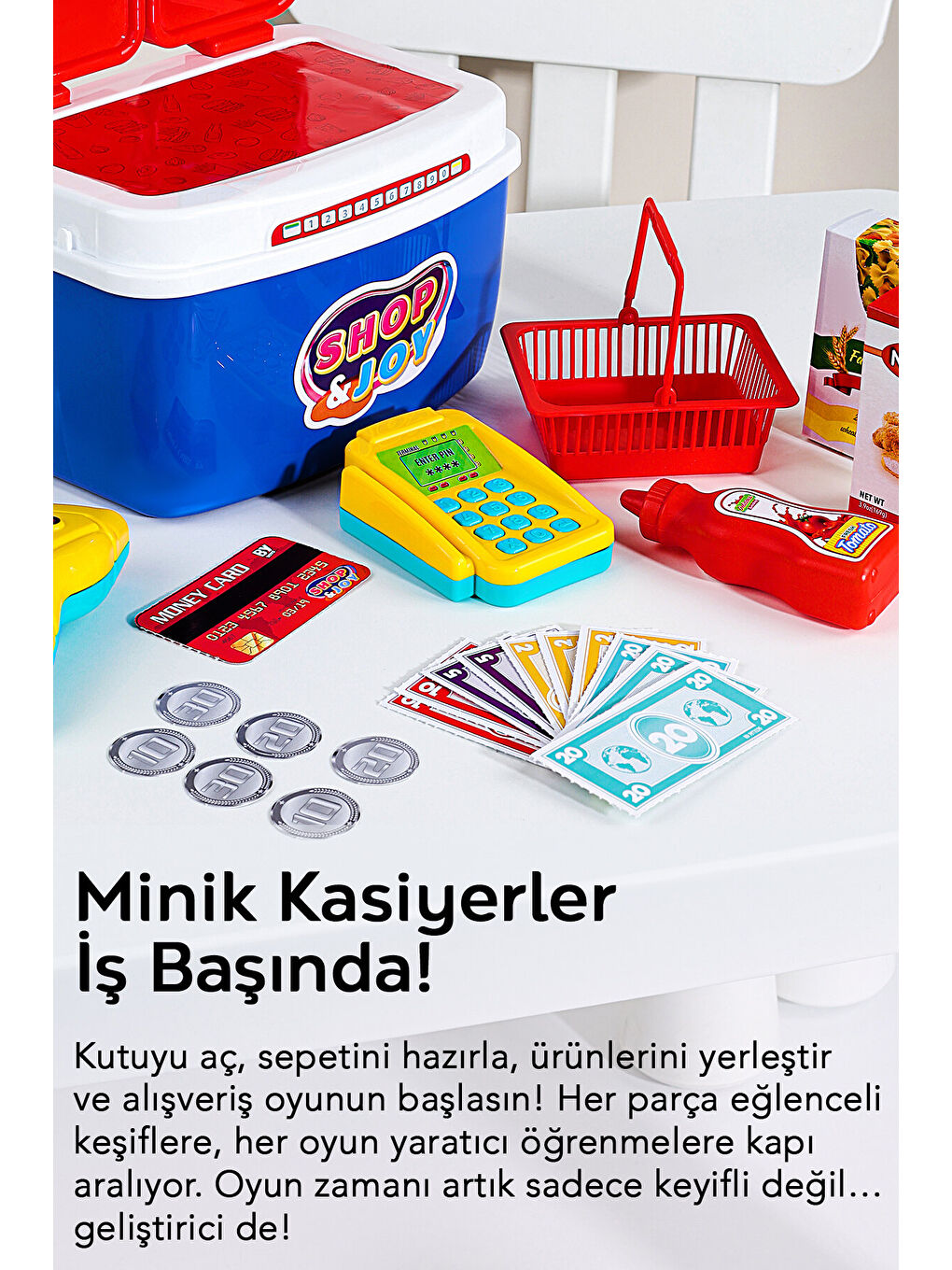 26 Parça Oyuncak Market Seti - Taşıma Çantalı Aksesuarlı Yazar Kasa Eğitici Oyuncak Seti-5