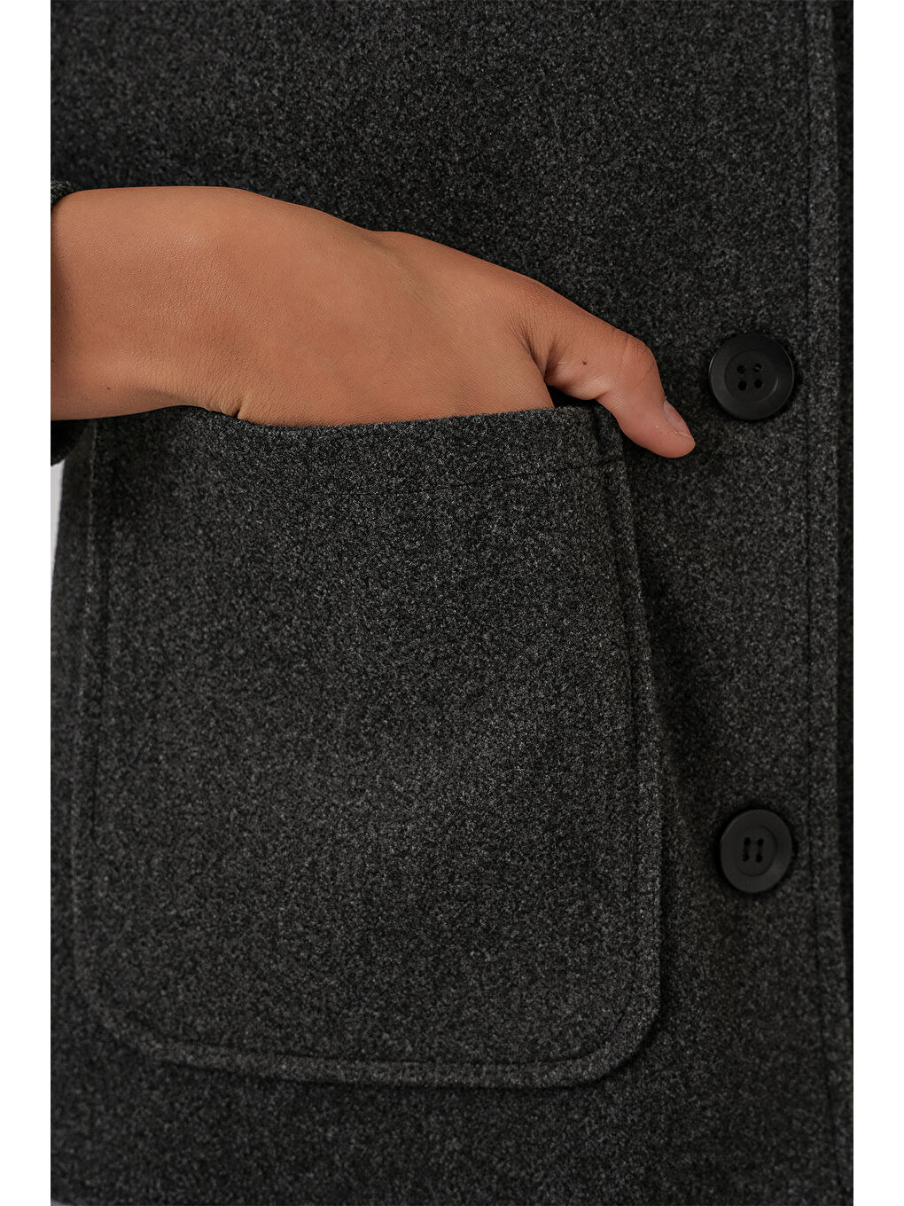 0713 Kadın Kaşe Ceket - Antrasit-4