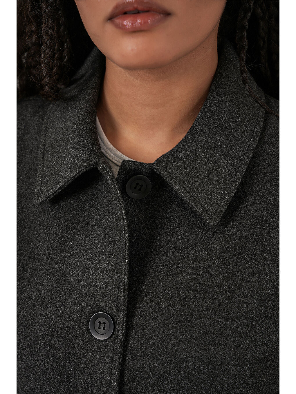 0713 Kadın Kaşe Ceket - Antrasit-5