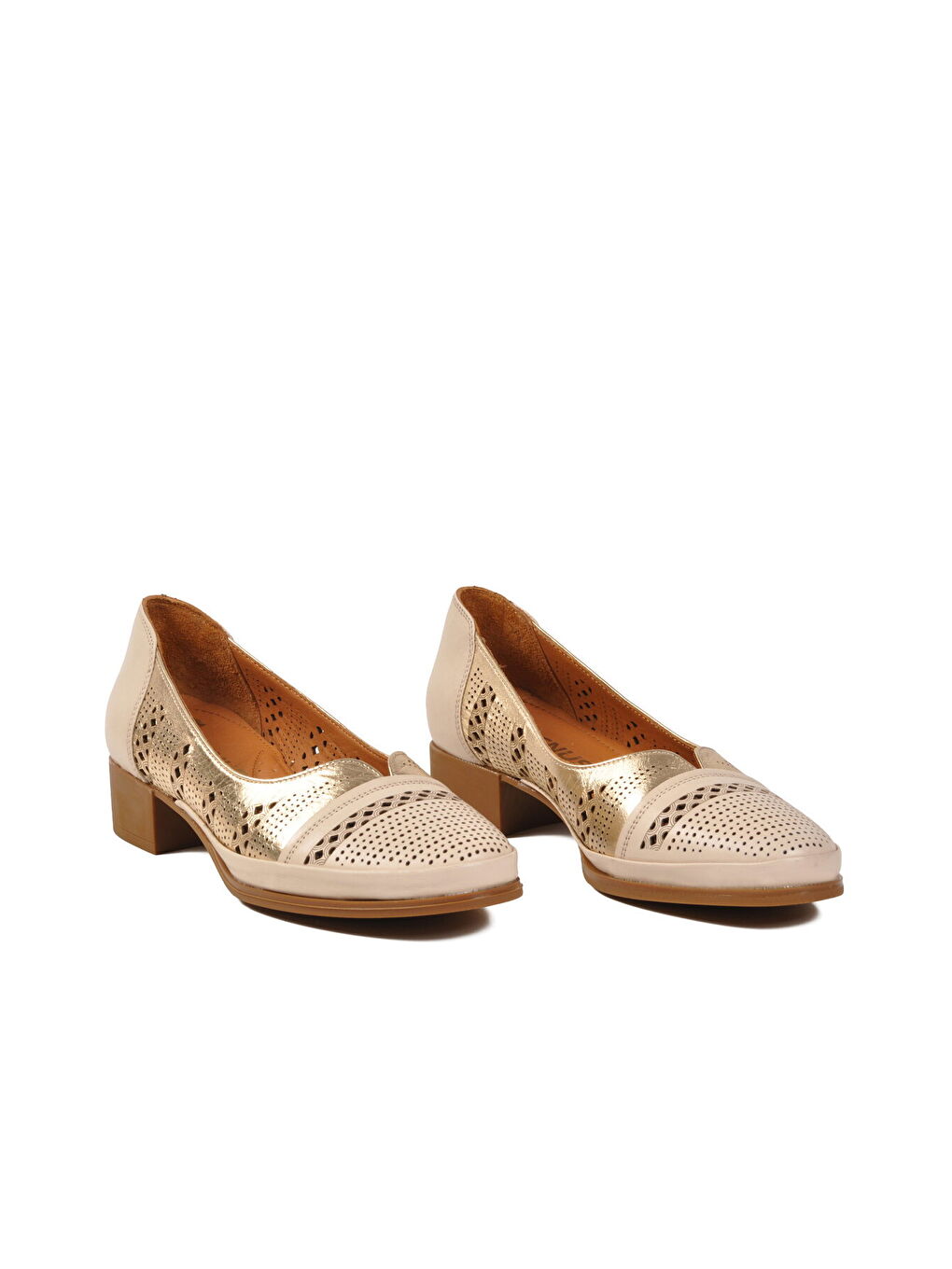Bej Hakiki Deri Kadın Topuklu Ayakkabı 1709280Y Z-2