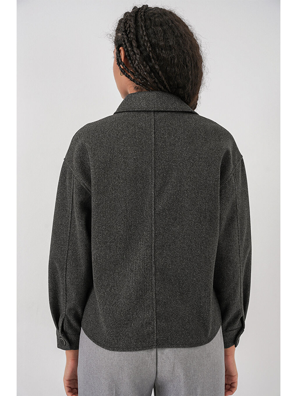 0713 Kadın Kaşe Ceket - Antrasit-6