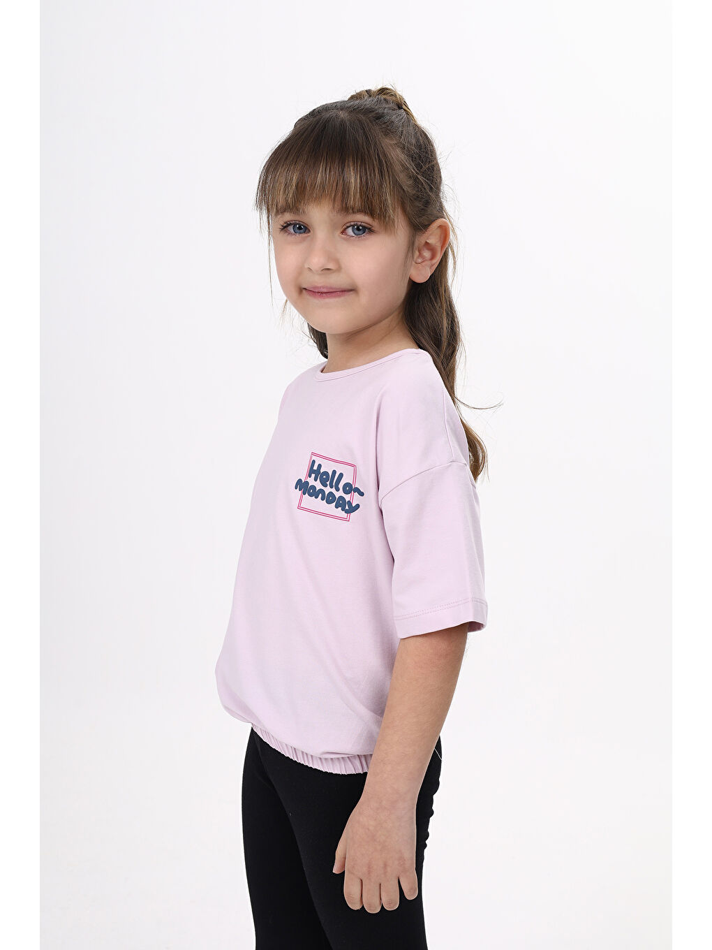 Lila Kız Çocuk Baskılı Tişört-2