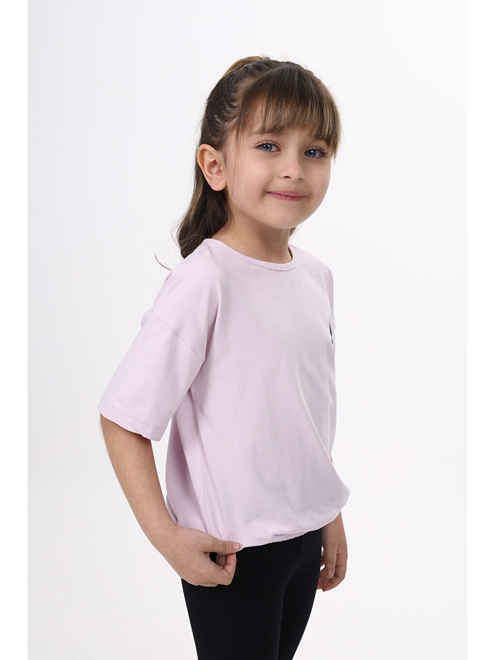 Lila Kız Çocuk Baskılı Tişört-3