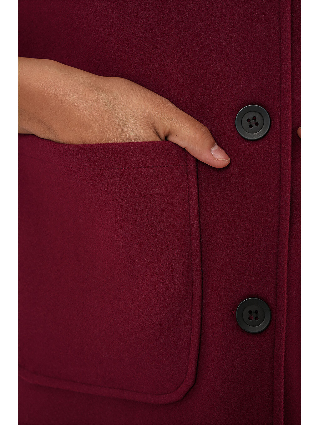 0713 Kadın Kaşe Ceket - Bordo-5