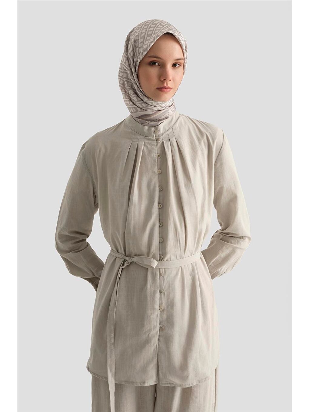 Düğme Detaylı Takım 25Y6012 Gri-2