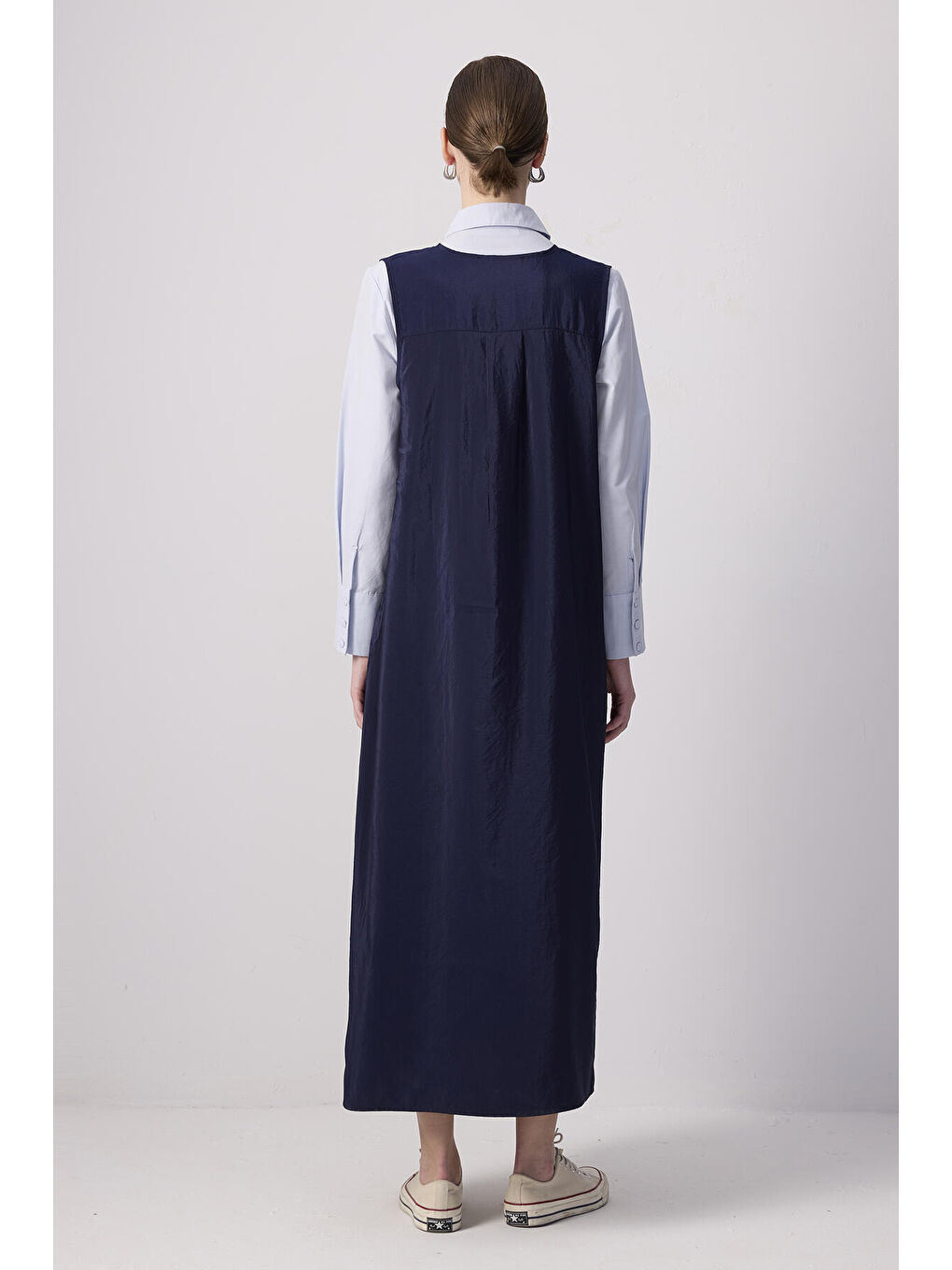 Lacivert Önü Fermuarlı Kupra Jile-3