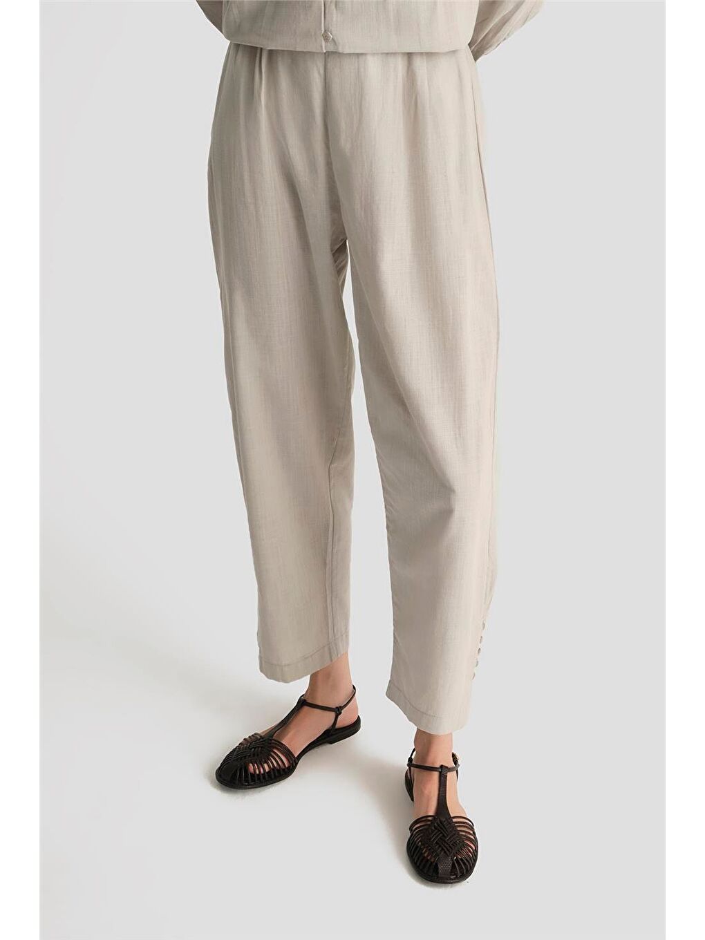 Düğme Detaylı Takım 25Y6012 Gri-3