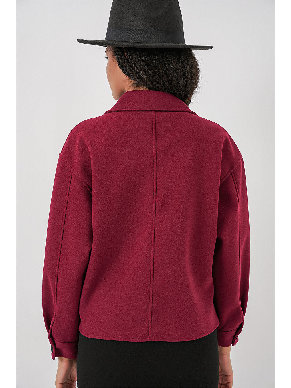 0713 Kadın Kaşe Ceket - Bordo-6