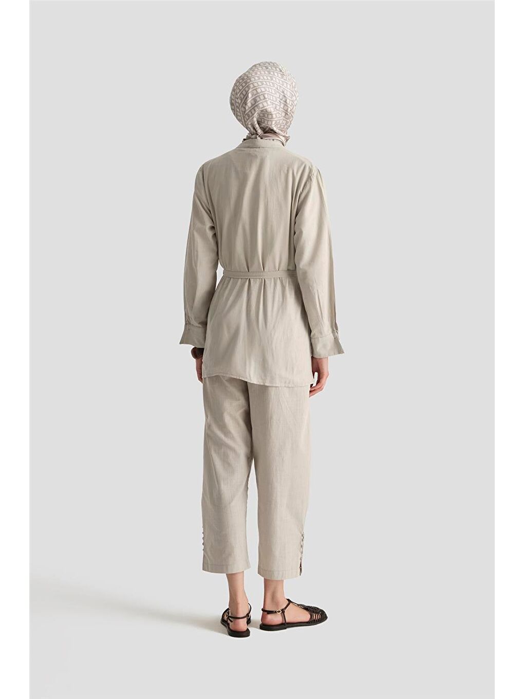 Düğme Detaylı Takım 25Y6012 Gri-4