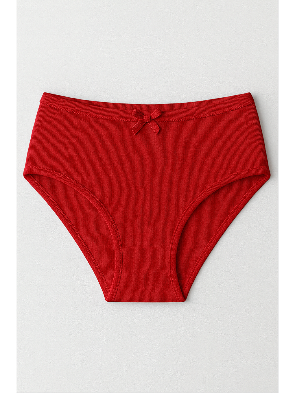 Kadın Yüksek Bel Pamuklu Ribana Slip Külot 3'Lü Paket – Esnek & Rahat | Kırmızı K0305-1